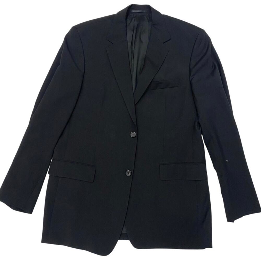 Boss Hugo Boss Mens 42 US 52 EU Black Virgin Wool Blazer Two Button Suit Jacket
